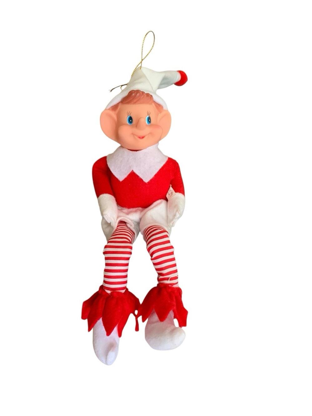 VINTAGE PIXIE ELF DOLL POSEABLE RED AND WHITE Holiday CHRISTMAS